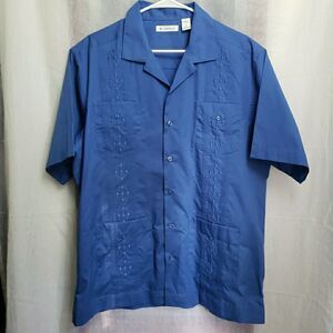 Cubavera Guayabera Camp Shirt Retro Vacation Button Up Embroidered Resort Size L